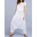 Drop-crotch Solid Color Button Pockets Jumpsuit Drop-crotch Solid Color Button Pockets Jumpsuit
