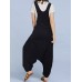 Drop-crotch Solid Color Button Pockets Jumpsuit Drop-crotch Solid Color Button Pockets Jumpsuit
