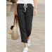 Solid Color Casual Drawstring Elastic Waist Soft Pant Solid Color Casual Drawstring Elastic Waist Soft Pant