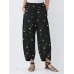 Butterflies Print Irregular Elastic Waist Pants For Women Butterflies Print Irregular Elastic Waist Pants For Women