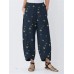 Butterflies Print Irregular Elastic Waist Pants For Women Butterflies Print Irregular Elastic Waist Pants For Women