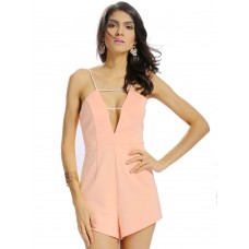 Women Sexy Deep V Hollow Sleeveless Solid Color Jumpsuit Women Sexy Deep V Hollow Sleeveless Solid Color Jumpsuit