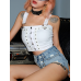 Strap Buckle Short Paragraph Navel Women's Crop Top Strap Buckle Short Paragraph Navel Women's Crop Top