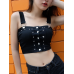 Strap Buckle Short Paragraph Navel Women's Crop Top Strap Buckle Short Paragraph Navel Women's Crop Top