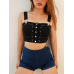 Strap Buckle Short Paragraph Navel Women's Crop Top Strap Buckle Short Paragraph Navel Women's Crop Top