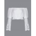 Lace Patchwork Off-shoulder Long Sleeve Women Crop Top Lace Patchwork Off-shoulder Long Sleeve Women Crop Top