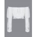 Lace Patchwork Off-shoulder Long Sleeve Women Crop Top Lace Patchwork Off-shoulder Long Sleeve Women Crop Top