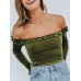 Sexy Off-the-shoulder Long Sleeve Crop Top