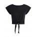 Casual Solid Color O-neck Short Sleeve Crop Tops For Women Casual Solid Color O-neck Short Sleeve Crop Tops For Women