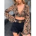 Sexy Cross Deep V-neck Bell Sleeve Crop Top Sexy Cross Deep V-neck Bell Sleeve Crop Top