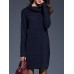 Casual Knitting Pure Color Turtleneck Long Sleeve Women Dresses Casual Knitting Pure Color Turtleneck Long Sleeve Women Dresses