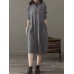 Pockets Stripe Long Sleeve Lapel Vintage Maxi Dress Pockets Stripe Long Sleeve Lapel Vintage Maxi Dress