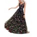 Floral Embroidered Backless Sleeveless Evening Dress Floral Embroidered Backless Sleeveless Evening Dress