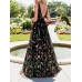Floral Embroidered Backless Sleeveless Evening Dress Floral Embroidered Backless Sleeveless Evening Dress