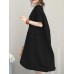 Crew Neck Short Sleeve Soild Color Casual Dress