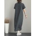 Vintage Turn-down Collar Side Pocket Drawstring Dress Vintage Turn-down Collar Side Pocket Drawstring Dress