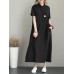 Vintage Turn-down Collar Side Pocket Drawstring Dress Vintage Turn-down Collar Side Pocket Drawstring Dress