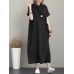 Vintage Turn-down Collar Side Pocket Drawstring Dress Vintage Turn-down Collar Side Pocket Drawstring Dress