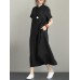 Vintage Turn-down Collar Side Pocket Drawstring Dress Vintage Turn-down Collar Side Pocket Drawstring Dress