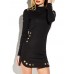 Sexy Hollow Irregular Hem Long Sleeve Mini Dress For Women Sexy Hollow Irregular Hem Long Sleeve Mini Dress For Women