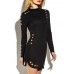 Sexy Hollow Irregular Hem Long Sleeve Mini Dress For Women Sexy Hollow Irregular Hem Long Sleeve Mini Dress For Women