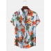 Mens Vintage Floral Oil Printting Short Sleeve Shirts Mens Vintage Floral Oil Printting Short Sleeve Shirts