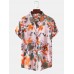 Mens Vintage Floral Oil Printting Short Sleeve Shirts Mens Vintage Floral Oil Printting Short Sleeve Shirts