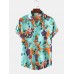 Mens Vintage Floral Oil Printting Short Sleeve Shirts Mens Vintage Floral Oil Printting Short Sleeve Shirts