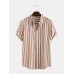 Mens Brief Style Stripe Printed Casual Breathable Short Sleeve Shirts Mens Brief Style Stripe Printed Casual Breathable Short Sleeve Shirts