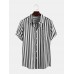 Mens Brief Style Stripe Printed Casual Breathable Short Sleeve Shirts Mens Brief Style Stripe Printed Casual Breathable Short Sleeve Shirts