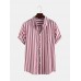 Mens Brief Style Stripe Printed Casual Breathable Short Sleeve Shirts Mens Brief Style Stripe Printed Casual Breathable Short Sleeve Shirts