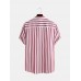 Mens Brief Style Stripe Printed Casual Breathable Short Sleeve Shirts Mens Brief Style Stripe Printed Casual Breathable Short Sleeve Shirts