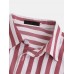 Mens Brief Style Stripe Printed Casual Breathable Short Sleeve Shirts Mens Brief Style Stripe Printed Casual Breathable Short Sleeve Shirts