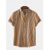 Mens Classic Striped Short Sleeve Casual Loose Turn Down Collar Shirts Mens Classic Striped Short Sleeve Casual Loose Turn Down Collar Shirts