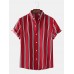 Mens Classic Striped Short Sleeve Casual Loose Turn Down Collar Shirts Mens Classic Striped Short Sleeve Casual Loose Turn Down Collar Shirts