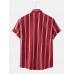 Mens Classic Striped Short Sleeve Casual Loose Turn Down Collar Shirts Mens Classic Striped Short Sleeve Casual Loose Turn Down Collar Shirts