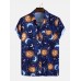 Mens Funny Cartoon Pocket Sun Image Printed Short Sleeve Shirts Mens Funny Cartoon Pocket Sun Image Printed Short Sleeve Shirts