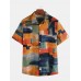 Men Cotton Linen Colorful Graffiti Printed Short Sleeve Shirt Men Cotton Linen Colorful Graffiti Printed Short Sleeve Shirt