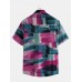 Men Cotton Linen Colorful Graffiti Printed Short Sleeve Shirt Men Cotton Linen Colorful Graffiti Printed Short Sleeve Shirt