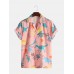 Mens Funny Style Dinosaur Cartoon Printed Short Sleeve Shirts Mens Funny Style Dinosaur Cartoon Printed Short Sleeve Shirts