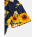 Mens Sunflower Oil Painting With Chest Pocket Short Sleeve Shirts Mens Sunflower Oil Painting With Chest Pocket Short Sleeve Shirts