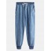 Men Retro Shadowless Wall Beam Feet Solid Nine Points Jeans Men Retro Shadowless Wall Beam Feet Solid Nine Points Jeans