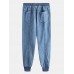 Men Retro Shadowless Wall Beam Feet Solid Nine Points Jeans Men Retro Shadowless Wall Beam Feet Solid Nine Points Jeans