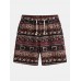 Mens Ethnic Printing Drawstring Elastic Waist Casual Straight Shorts Mens Ethnic Printing Drawstring Elastic Waist Casual Straight Shorts