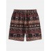 Mens Ethnic Printing Drawstring Elastic Waist Casual Straight Shorts Mens Ethnic Printing Drawstring Elastic Waist Casual Straight Shorts