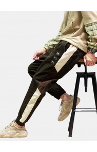 Mens Plain Corduroy Contrast Color Graphic Printed Harem Pants