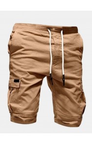 Mens Casual Multi Pockets Drawstring Waist Outdoor Sports Cargo Shorts