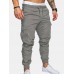 Mens Solid Elastic Waist Casual Multi-pocket Cargo Pants Mens Solid Elastic Waist Casual Multi-pocket Cargo Pants
