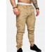 Mens Solid Elastic Waist Casual Multi-pocket Cargo Pants Mens Solid Elastic Waist Casual Multi-pocket Cargo Pants