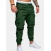 Mens Solid Elastic Waist Casual Multi-pocket Cargo Pants Mens Solid Elastic Waist Casual Multi-pocket Cargo Pants